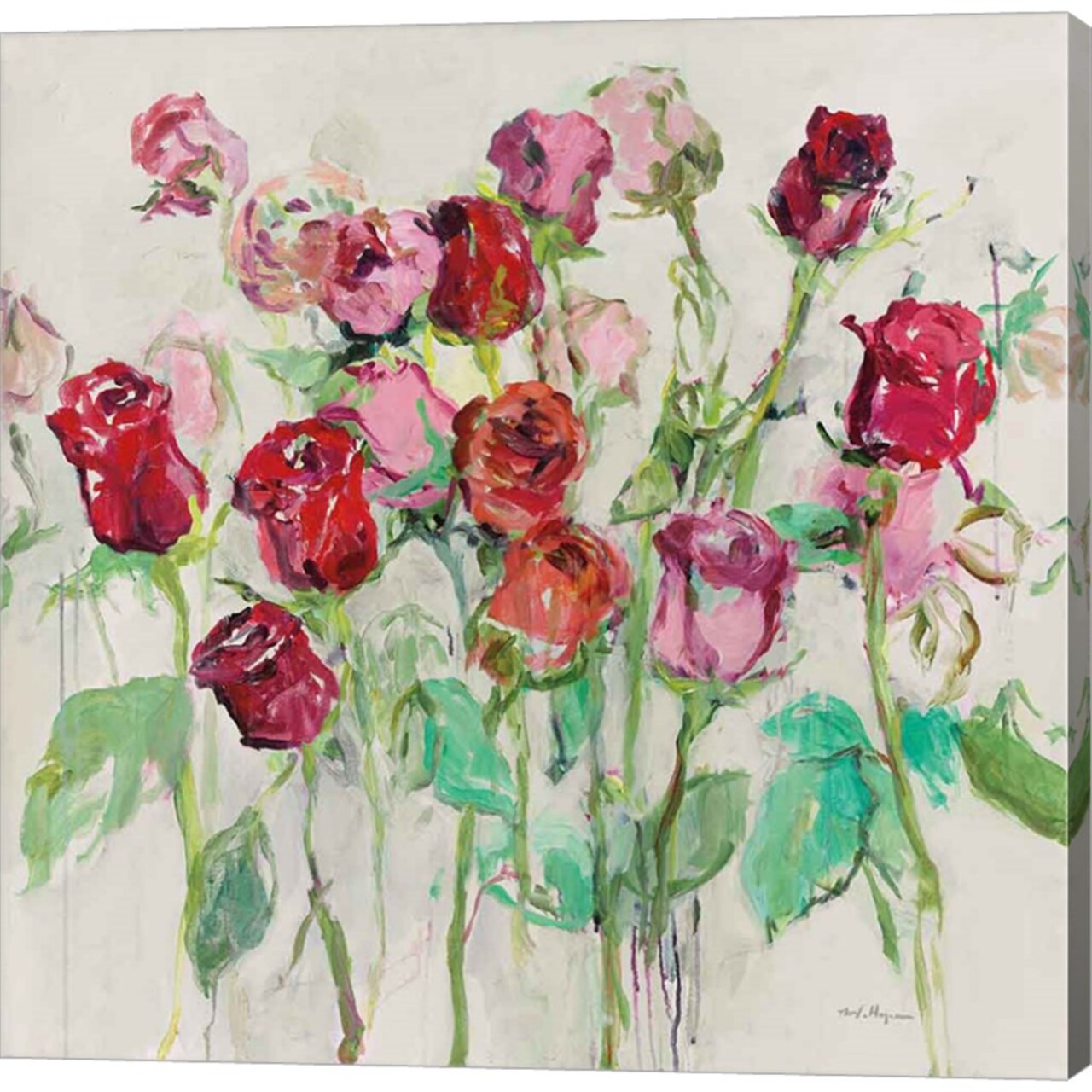 Wild Roses Warm Gray by Marilyn Hageman 24" x 24" Canvas Wall Art